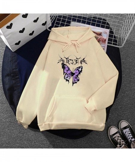 Butterfly Printing Pullover Tops For Teen Sweatshirts For Teen Girls Aesthetic Clothes With Pocket Winter Clothes Women $21.9...