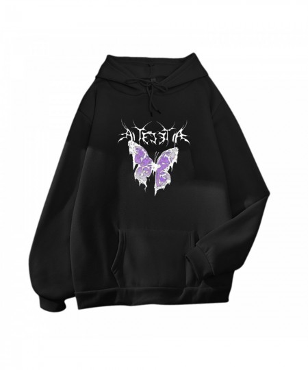 Butterfly Printing Pullover Tops For Teen Sweatshirts For Teen Girls Aesthetic Clothes With Pocket Winter Clothes Women $21.9...