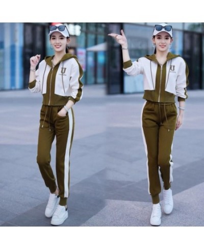 Women's Fashion Casual Sports Suit 2023 Spring Autumn New Cardigan Hooded Tops Sweater Coat And Pants 2 Two Piece Set For Wom...