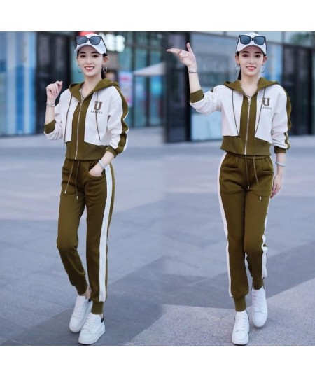 Women's Fashion Casual Sports Suit 2023 Spring Autumn New Cardigan Hooded Tops Sweater Coat And Pants 2 Two Piece Set For Wom...