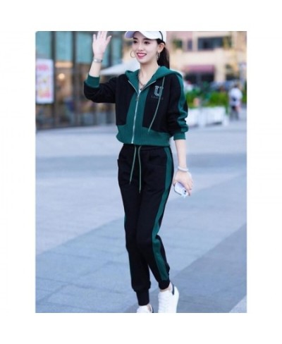 Women's Fashion Casual Sports Suit 2023 Spring Autumn New Cardigan Hooded Tops Sweater Coat And Pants 2 Two Piece Set For Wom...