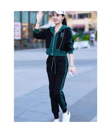 Women's Fashion Casual Sports Suit 2023 Spring Autumn New Cardigan Hooded Tops Sweater Coat And Pants 2 Two Piece Set For Wom...