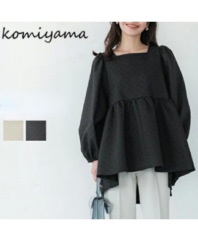 Komiyama Square Collar Shirts Blouses Japanese Fashion Blusas Mujer 2023 New Loose Shirt Tops Spring Offic Lady Clothes Women...