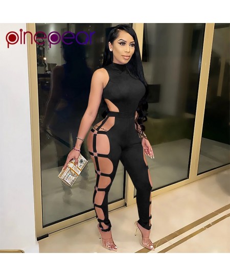 Sleeveless Backless Metal Ring Hollow Out Bandage Rompers Womens Jumpsuit Fashion Party Sexy Club Overalls Wholesale $47.10 -...