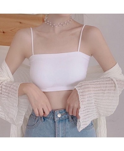 Summer Ice Silk Crop Top Women Sexy Bras For Women Tank Top Y2k Seamless Lingerie Push Up Bra Fashion Word Sling Bralette $14...