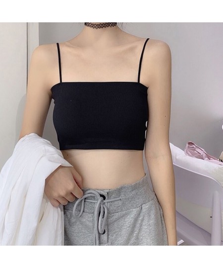 Summer Ice Silk Crop Top Women Sexy Bras For Women Tank Top Y2k Seamless Lingerie Push Up Bra Fashion Word Sling Bralette $14...