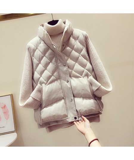 Autumn Winter Women's Vest Jacket Fashion Casual Loose Warm Cotton Waistcoat Diamond Sleeveless Female Outerwear $47.75 - Jac...