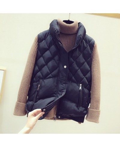 Autumn Winter Women's Vest Jacket Fashion Casual Loose Warm Cotton Waistcoat Diamond Sleeveless Female Outerwear $47.75 - Jac...