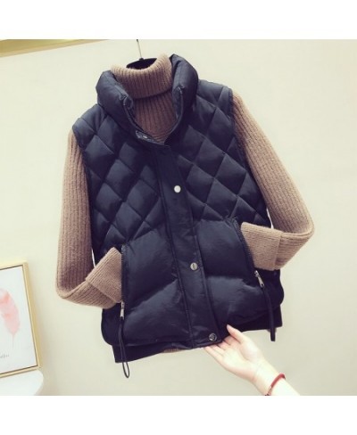 Autumn Winter Women's Vest Jacket Fashion Casual Loose Warm Cotton Waistcoat Diamond Sleeveless Female Outerwear $47.75 - Jac...