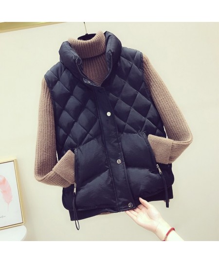 Autumn Winter Women's Vest Jacket Fashion Casual Loose Warm Cotton Waistcoat Diamond Sleeveless Female Outerwear $47.75 - Jac...