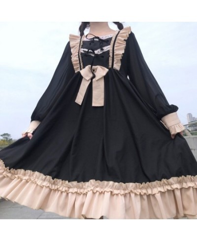 Japanese Harajuku Gothic Bandage Bow Splice Dress Sweet Lolita Girl Cosplay Dress Sweet Kawaii Ruffles Bow Women Party Dress ...