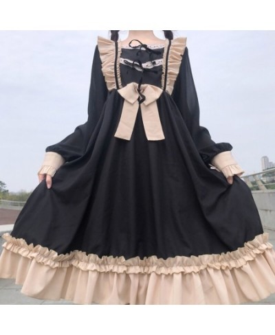 Japanese Harajuku Gothic Bandage Bow Splice Dress Sweet Lolita Girl Cosplay Dress Sweet Kawaii Ruffles Bow Women Party Dress ...