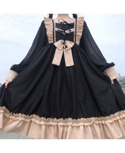 Japanese Harajuku Gothic Bandage Bow Splice Dress Sweet Lolita Girl Cosplay Dress Sweet Kawaii Ruffles Bow Women Party Dress ...