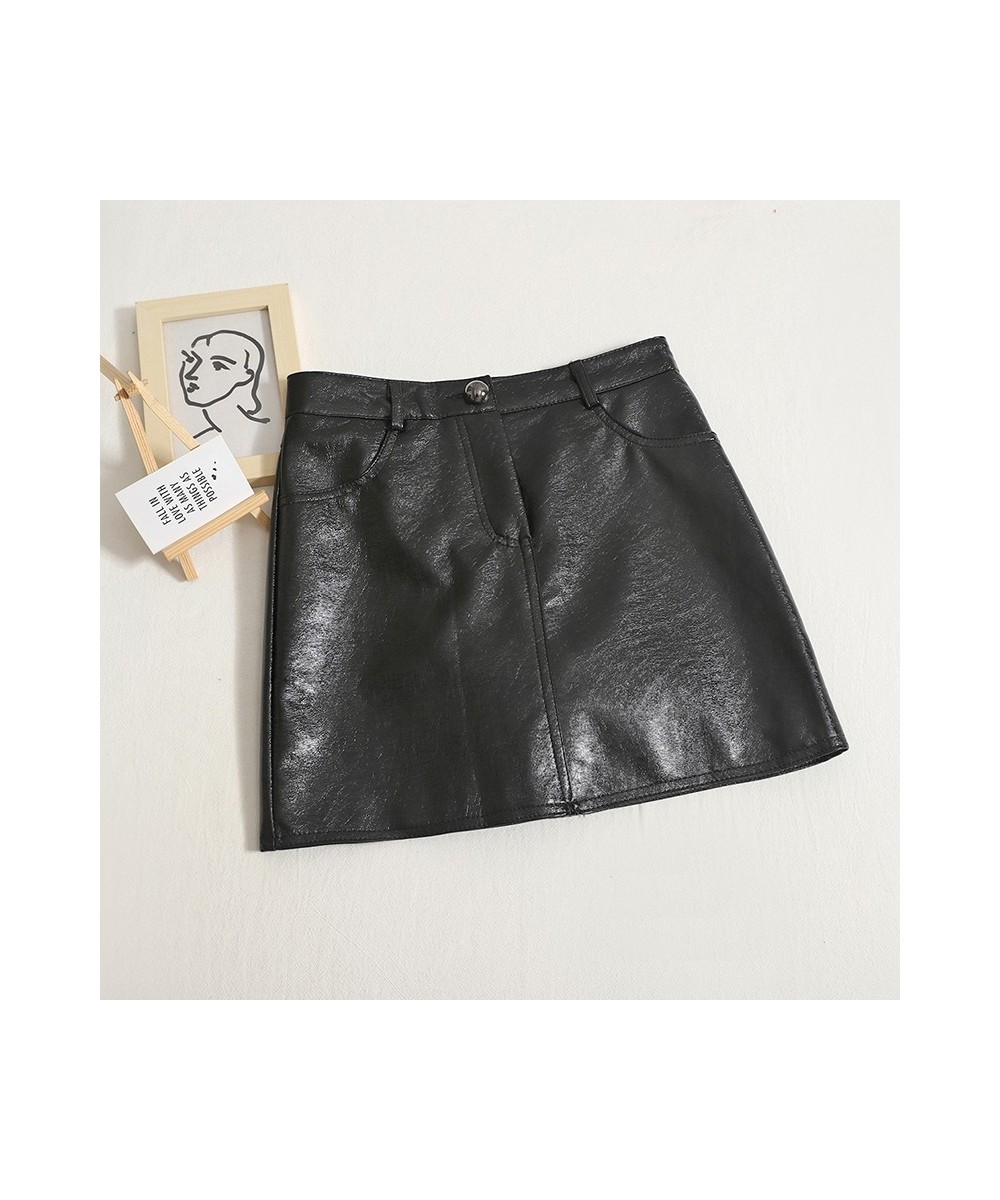 Metal Leather Skirts for Women Mini Fall Winter 2022 High Waisted Elelgant Ladies Skirts Black Korean Chic Pu Skirt $39.68 - ...