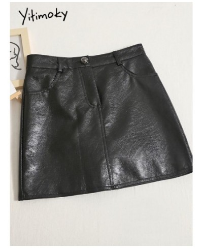 Metal Leather Skirts for Women Mini Fall Winter 2022 High Waisted Elelgant Ladies Skirts Black Korean Chic Pu Skirt $39.68 - ...