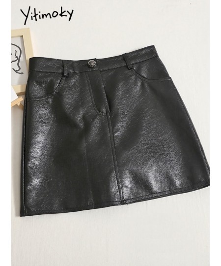 Metal Leather Skirts for Women Mini Fall Winter 2022 High Waisted Elelgant Ladies Skirts Black Korean Chic Pu Skirt $39.68 - ...