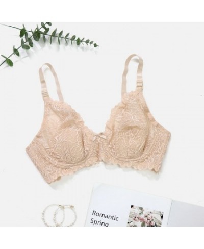 Floral Lace Bralette with wire triangle cup thin bra for women sexy bras cup C 80C 85C 90C-6021 $21.16 - Underwear