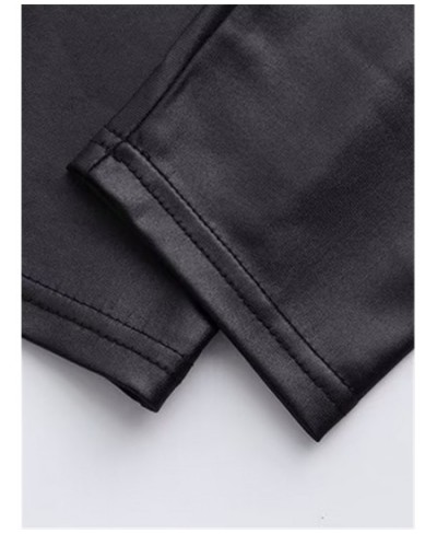 Plus size women's leather trousers high waist elastic waist high stretch chaps faux soft leather matte bottoms $55.92 - Plus ...