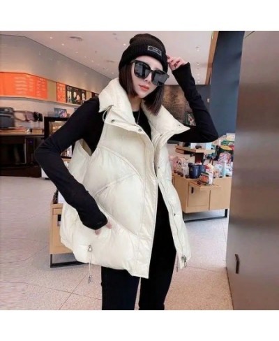 Women's Down Cotton Vest Autumn and Winter Loose Stand Collar Padded Jacket Sleeveless Vest Outer Jacket $40.43 - Jackets & C...