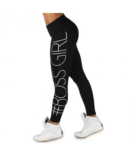 Women Black Trousers Boss Girl Print Leggings Fashion High-Waist Fitness Leggings Casual Breathable Soft $22.92 - Bottoms