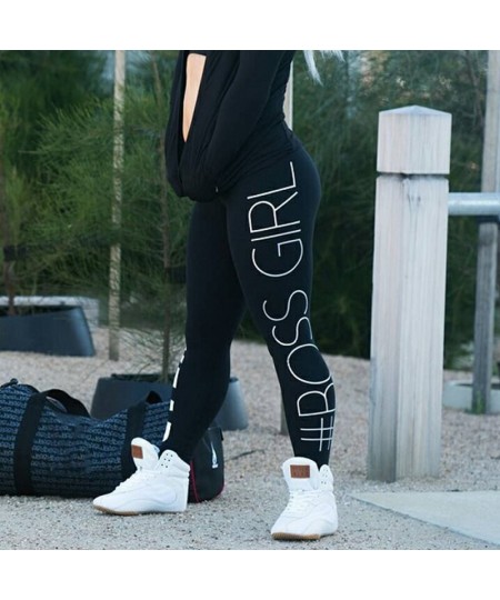 Women Black Trousers Boss Girl Print Leggings Fashion High-Waist Fitness Leggings Casual Breathable Soft $22.92 - Bottoms