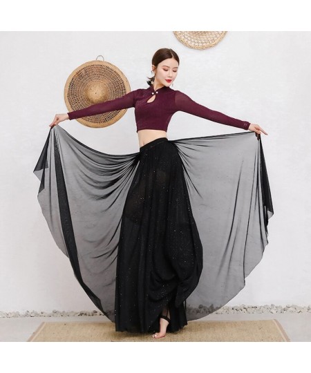 Female Belly Dance Practice Clothing Elegant Top Long Sleeve Performance Skirt Sequins Dance Suit Costume $56.30 - Suits & Sets