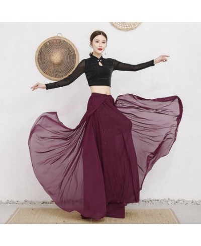 Female Belly Dance Practice Clothing Elegant Top Long Sleeve Performance Skirt Sequins Dance Suit Costume $56.30 - Suits & Sets