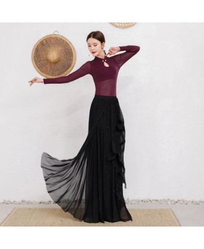 Female Belly Dance Practice Clothing Elegant Top Long Sleeve Performance Skirt Sequins Dance Suit Costume $56.30 - Suits & Sets