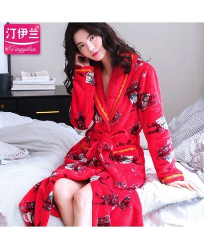 Flannel Robes Women Soft Casual Belt Nightwear Female Floral Fashion Vintage Wedding Bride Thick Warm Bathrobes Homewear Fluf...