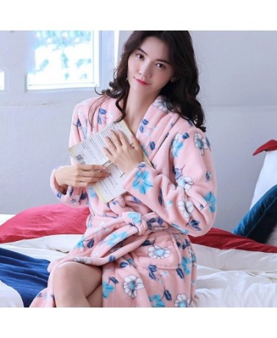 Flannel Robes Women Soft Casual Belt Nightwear Female Floral Fashion Vintage Wedding Bride Thick Warm Bathrobes Homewear Fluf...