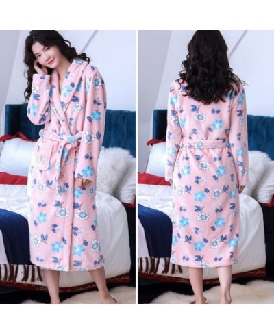 Flannel Robes Women Soft Casual Belt Nightwear Female Floral Fashion Vintage Wedding Bride Thick Warm Bathrobes Homewear Fluf...