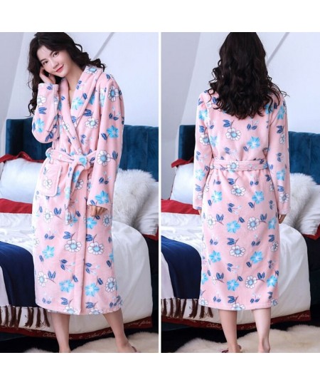 Flannel Robes Women Soft Casual Belt Nightwear Female Floral Fashion Vintage Wedding Bride Thick Warm Bathrobes Homewear Fluf...