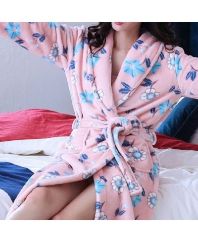 Flannel Robes Women Soft Casual Belt Nightwear Female Floral Fashion Vintage Wedding Bride Thick Warm Bathrobes Homewear Fluf...