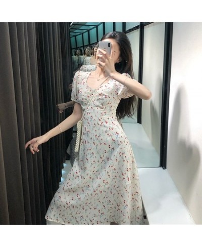 Dress Women Casual Short Sleeve Square Collar High Waist Print 2023 Tender Ulzzang Summer Lovely Girl Princess Vestidos Midi ...