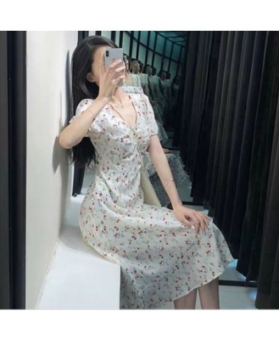 Dress Women Casual Short Sleeve Square Collar High Waist Print 2023 Tender Ulzzang Summer Lovely Girl Princess Vestidos Midi ...