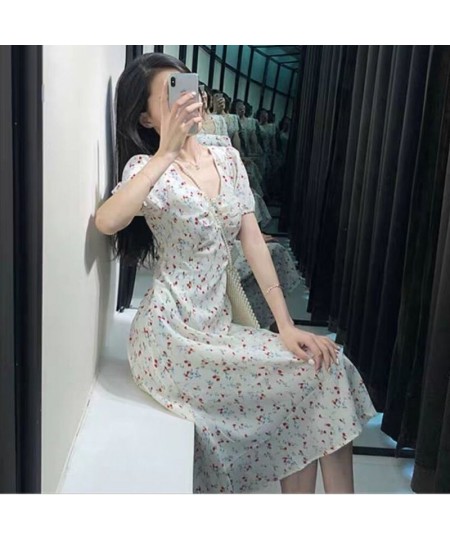 Dress Women Casual Short Sleeve Square Collar High Waist Print 2023 Tender Ulzzang Summer Lovely Girl Princess Vestidos Midi ...