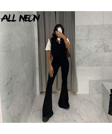 90s Aesthetics High Waist Black Flare Pants Y2K Streetwear Slim Full Length Basic Trousers Mall Goth Long Pants Women $30.49 ...