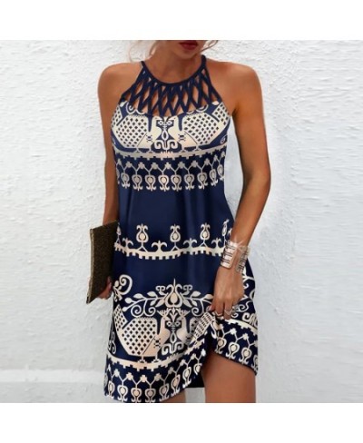 2022 Women Elegant Dress Loose Casual Short Dress Hollow Out Floral Print Round Neck Ladies Summer Dress 2022 $36.11 - Dresses