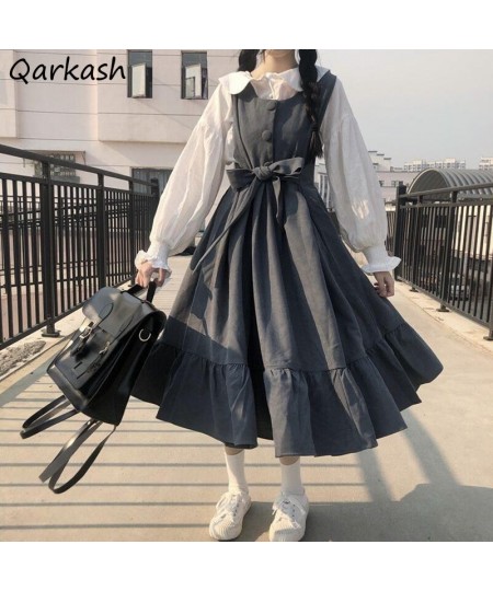 Sleeveless Dress Women Japanese Style Chic Leisure Kawaii Teenager JK New College Sweet Ruffles Girls High Waist 4XL All-matc...