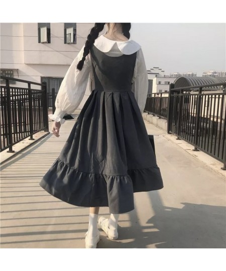 Sleeveless Dress Women Japanese Style Chic Leisure Kawaii Teenager JK New College Sweet Ruffles Girls High Waist 4XL All-matc...