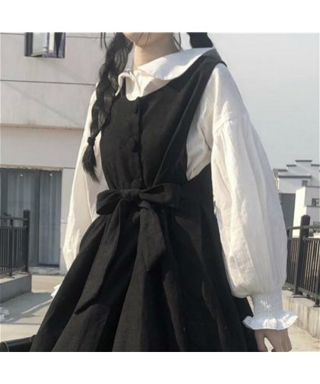 Sleeveless Dress Women Japanese Style Chic Leisure Kawaii Teenager JK New College Sweet Ruffles Girls High Waist 4XL All-matc...