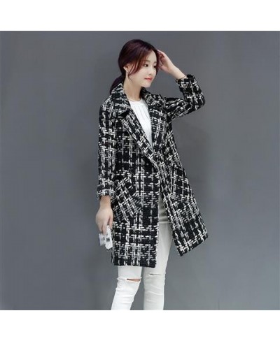 Autumn Women Plaid Print Jacket Overcoat Female Long Coat Oversize Blends Retro Ladies Streetwear Button Cardigan Outerwear $...