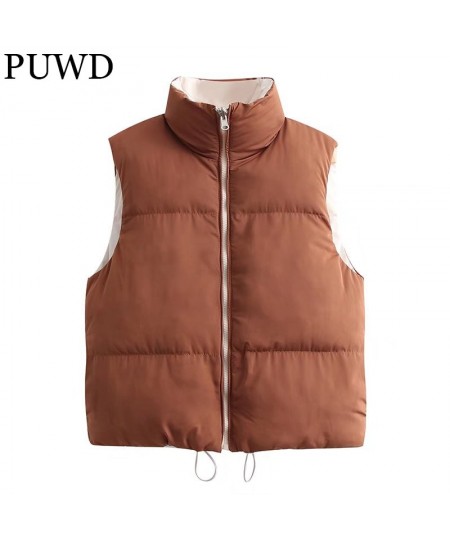 Casual Women Double-sided Wear Cotton Vest Jacket 2023 Autumn Winter All-match Drawstring Parka Loose Female Chic Outwear $49...