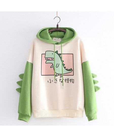 Dinosaur Oversized Cartoon Hoodie Women Fashion Sweatshirt Casual Print Korean Style Thicken Sweatshirt Winter dino hoodie To...