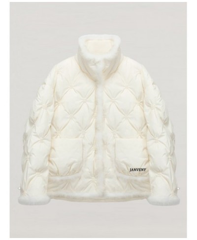 2022 New Winter Mink Fur Stitching White Duck Down Jacket Women Thickened Warmth Loose Fit Puffer Embroidery Bread Coat $100....