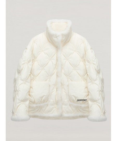 2022 New Winter Mink Fur Stitching White Duck Down Jacket Women Thickened Warmth Loose Fit Puffer Embroidery Bread Coat $100....