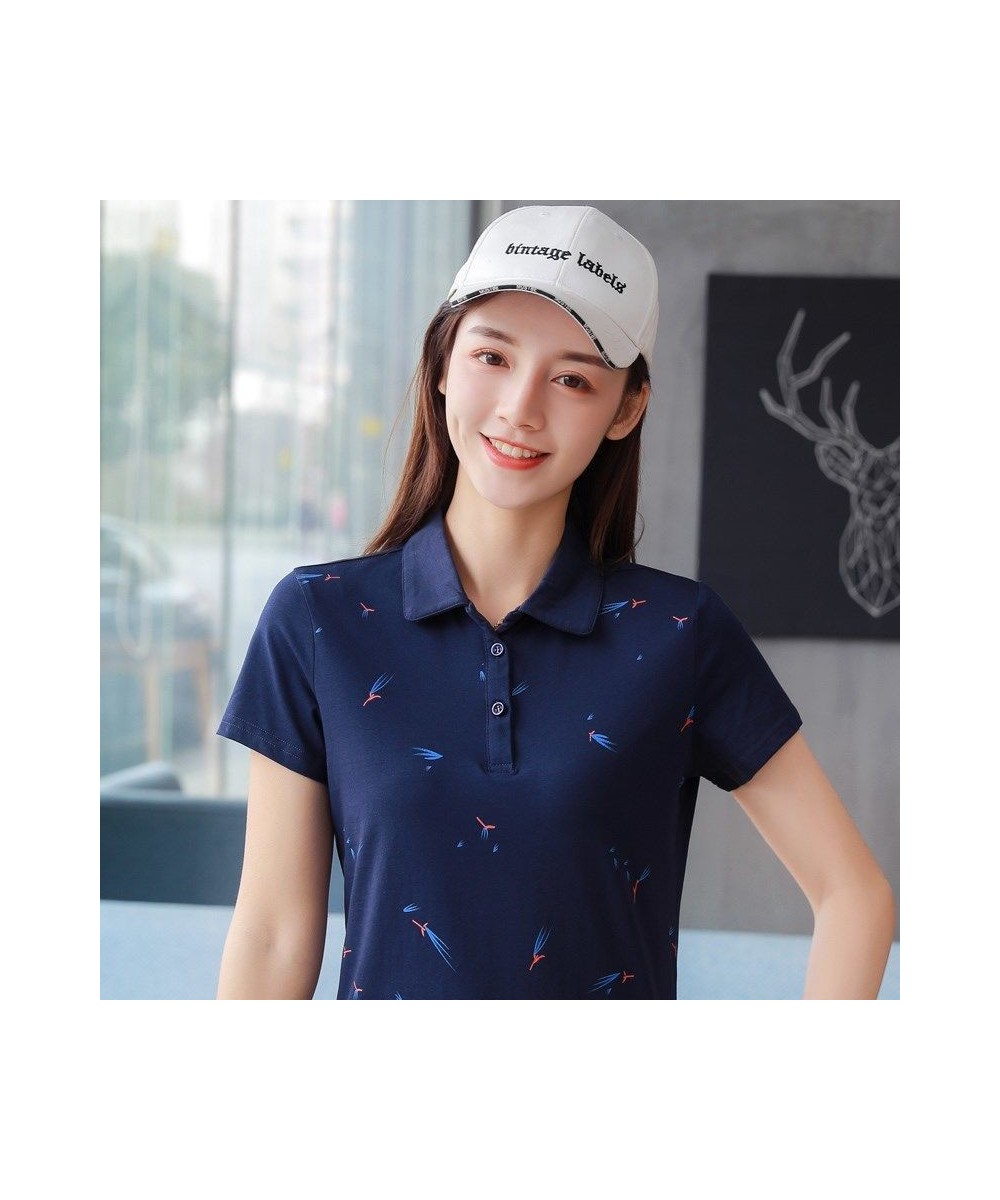 2023 Summer Printed Polo Shirt Women Casual Short Sleeve Slim Polos Mujer Shirts Plus Size Female Cotton Lady Polo Shirt top ...