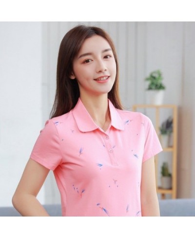 2023 Summer Printed Polo Shirt Women Casual Short Sleeve Slim Polos Mujer Shirts Plus Size Female Cotton Lady Polo Shirt top ...