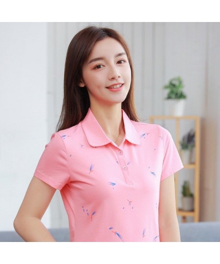 2023 Summer Printed Polo Shirt Women Casual Short Sleeve Slim Polos Mujer Shirts Plus Size Female Cotton Lady Polo Shirt top ...