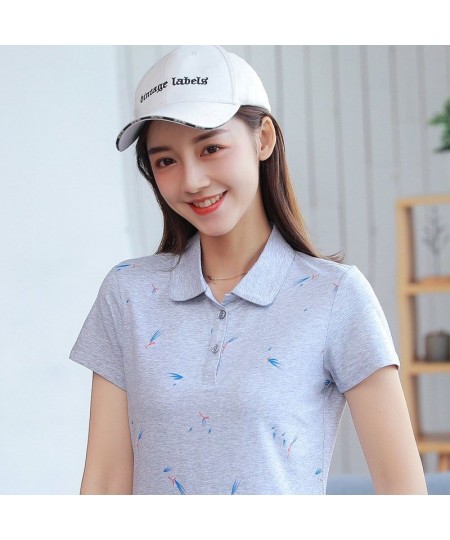 2023 Summer Printed Polo Shirt Women Casual Short Sleeve Slim Polos Mujer Shirts Plus Size Female Cotton Lady Polo Shirt top ...